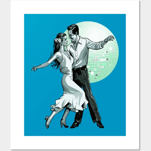 Salsa Couple Dancing With Ballroom Mirrorball Wall Art by taiche